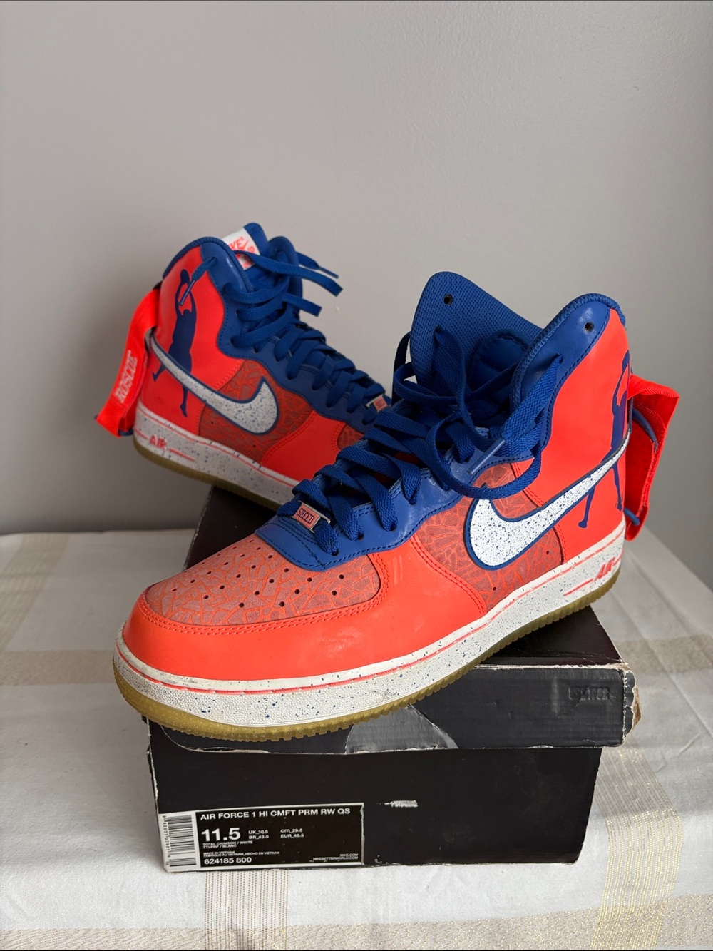 AIR FORCE 1 NY KNICKS COLOR ORANGE AND BLUE, SIZE 11.5 - Picture 10 of 12